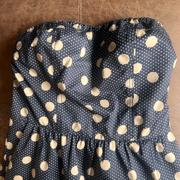 The Limited sz 2 navy blue/cream polka dot strapless dress! Vintage petite - Picture 3 of 16